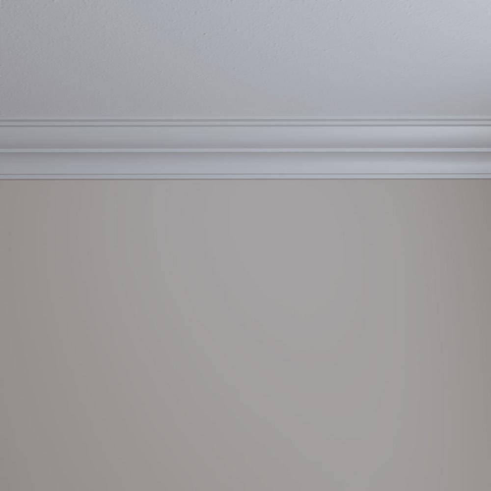 Primed White Polyurethane Traditional Crown Moulding 7-ft 10-1/2-in