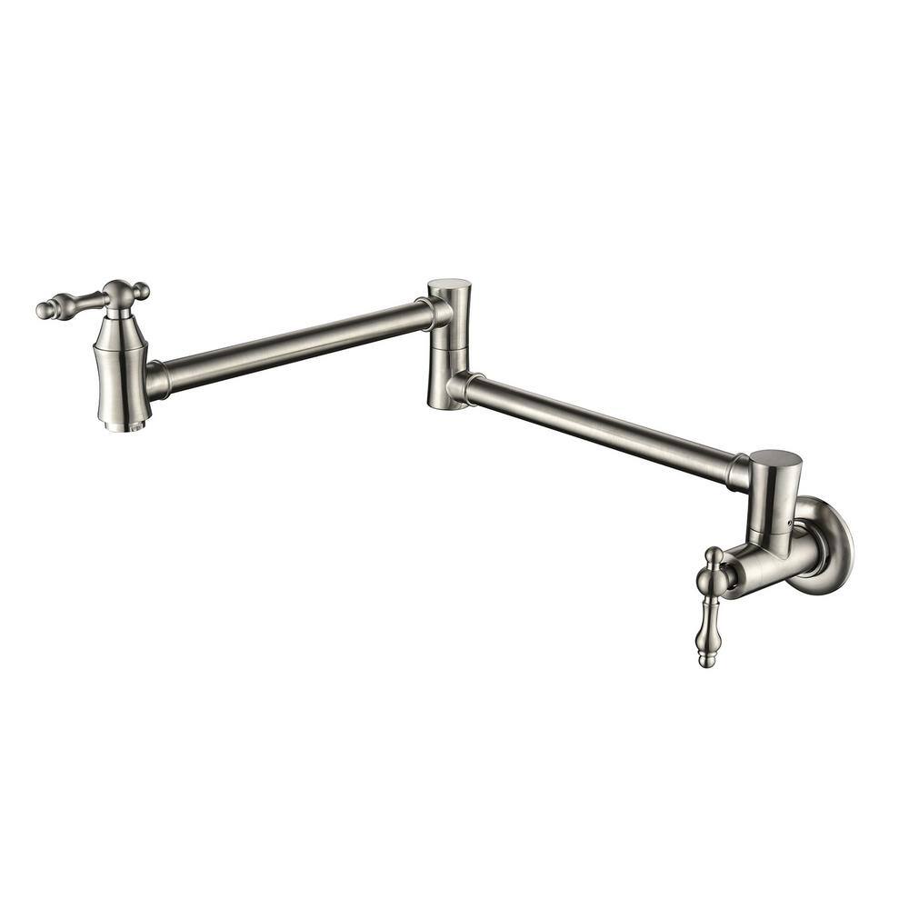 Wall Mount Kitchen Faucet Pot Filler Faucet SingleHandle in Brushed