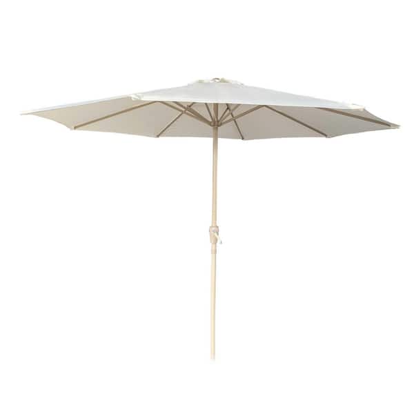 Otryad 9 ft. Aluminium Market Patio Umbrella in Beige, Outdoor Table Umbrella with 8-Sturdy Ribs, Push Button Tilt and Crank