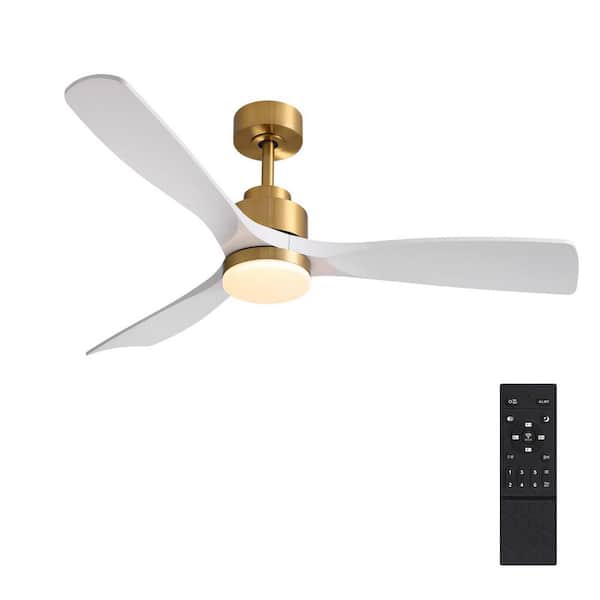 Pacific Core 52 in. Smart Indoor White and Gold Low Profile