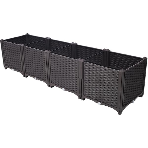 Unbranded Spacious Deep Polypropylene Composite Raised Garden Bed Planter Boxes - Self-Watering Design