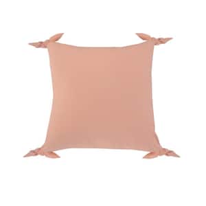 Get Knotty Pink Solid Corner Tie Soft Poly- Fill 20 in. x 20 in. Indoor Throw Pillow