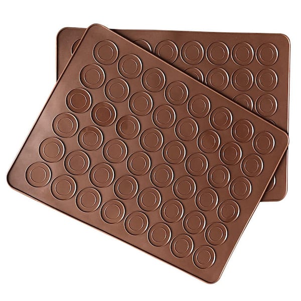 Non-Stick Silicone Baking Mats Food Safe Heat Resistant Baking Mat with 48 Macaron Templates 2pcs