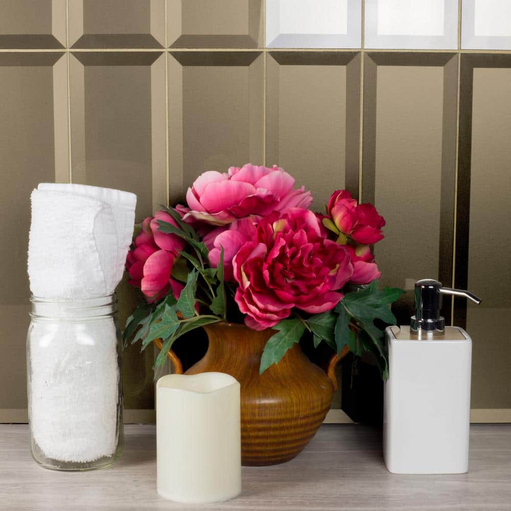 Bronze Beveled Glossy Glass 3x12 Subway Tile
