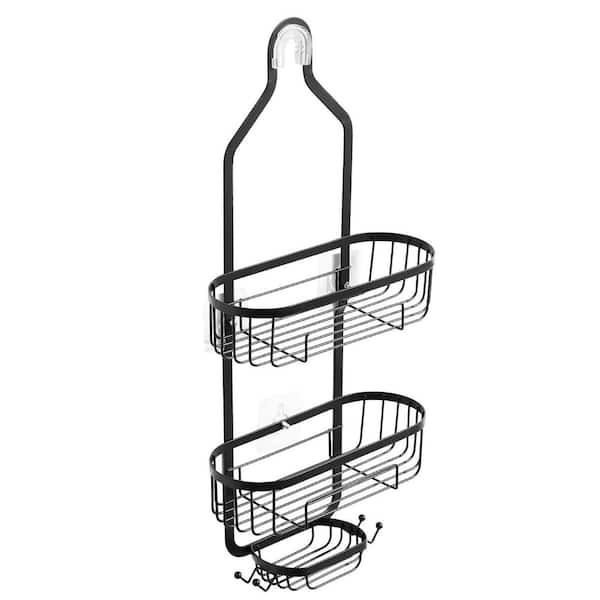Shower Caddy, 3-Tier Hanging Storage Shelves Rack Set, with Soap Holder and Hooks, Sponge, 40 lbs. Large Weight Capacity