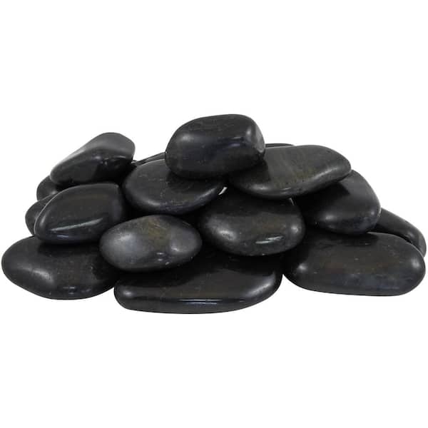 Rain Forest 1 in. to 2 in., 20 lb. Medium Black Super Polished Pebbles