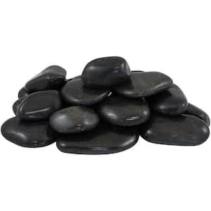 1 in. to 2 in., 2200 lbs. Medium Black Super Polished Pebbles Super Sack