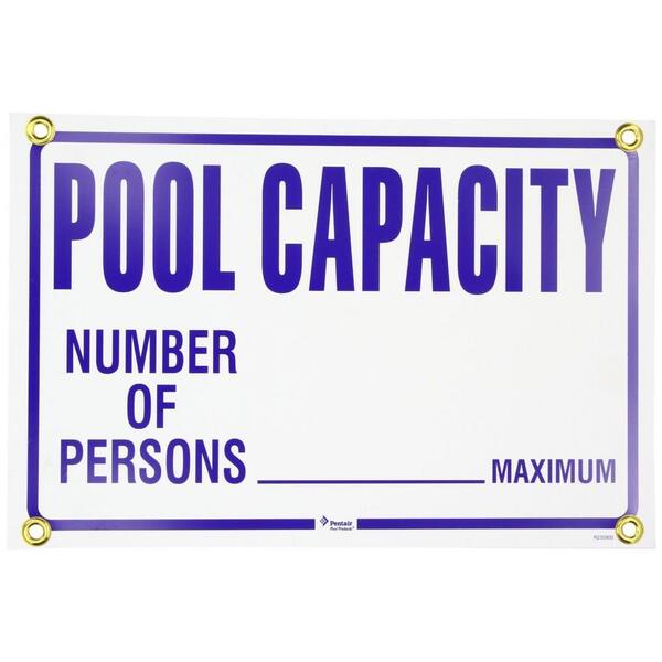 PENTAIR 18 in. x 12 in. Rainbow Pool Capacity Sign