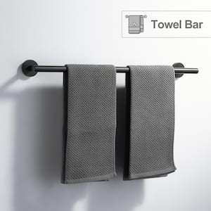 24 in. Stainless Steel Wall Mounted Single Towel Bar in Matte Black