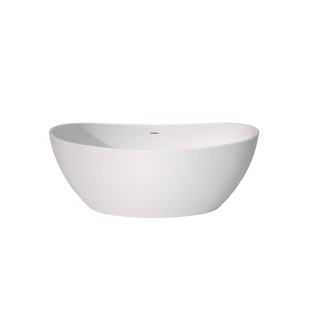 60 in. x 31.49 in. Deep Soaking Acrylic Freestanding Bathtub with Gloss White Finish for Spacious Comfort price history on PriceWatchPro