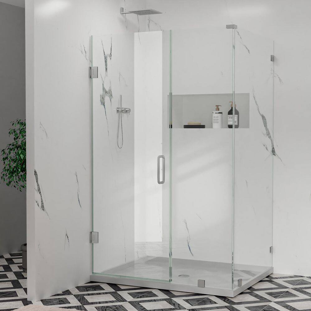 Hava 40 in. W x 35 in. D x 80 in. H Hinged Frameless Corner Shower Enclosure in Brushed Nickel with 3/8 in. Clear Glass price history on PriceWatchPro