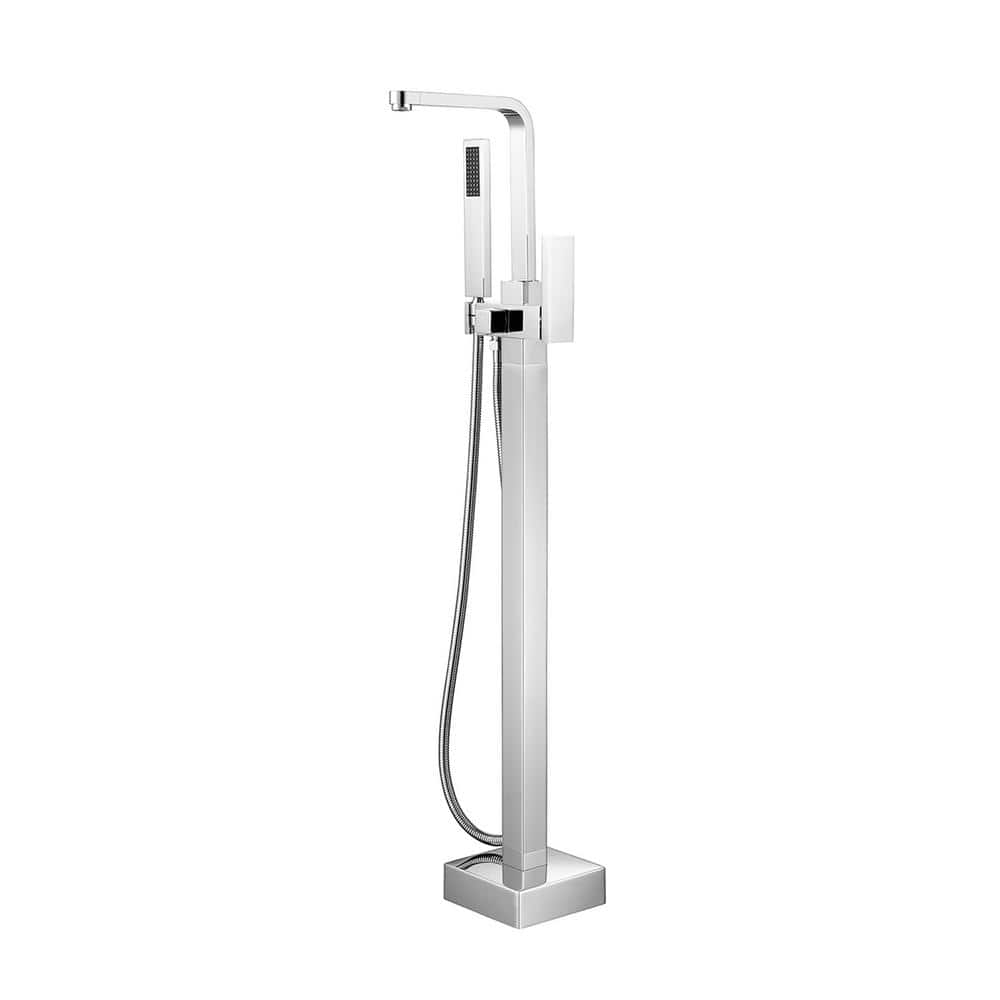 Single-Handle Claw Foot Freestanding Tub Faucet with Hand Shower in. Polish