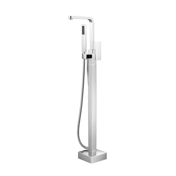 Unbranded Single-Handle Claw Foot Freestanding Tub Faucet with Hand Shower in. Polished Chrome