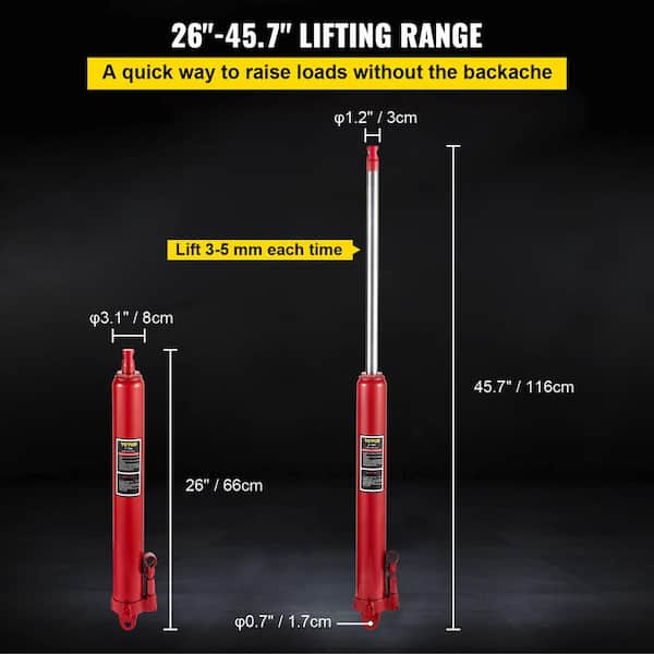 SKYSHALO Hydraulic Long Ram Jack 17363 lbs. Load Manual Engine