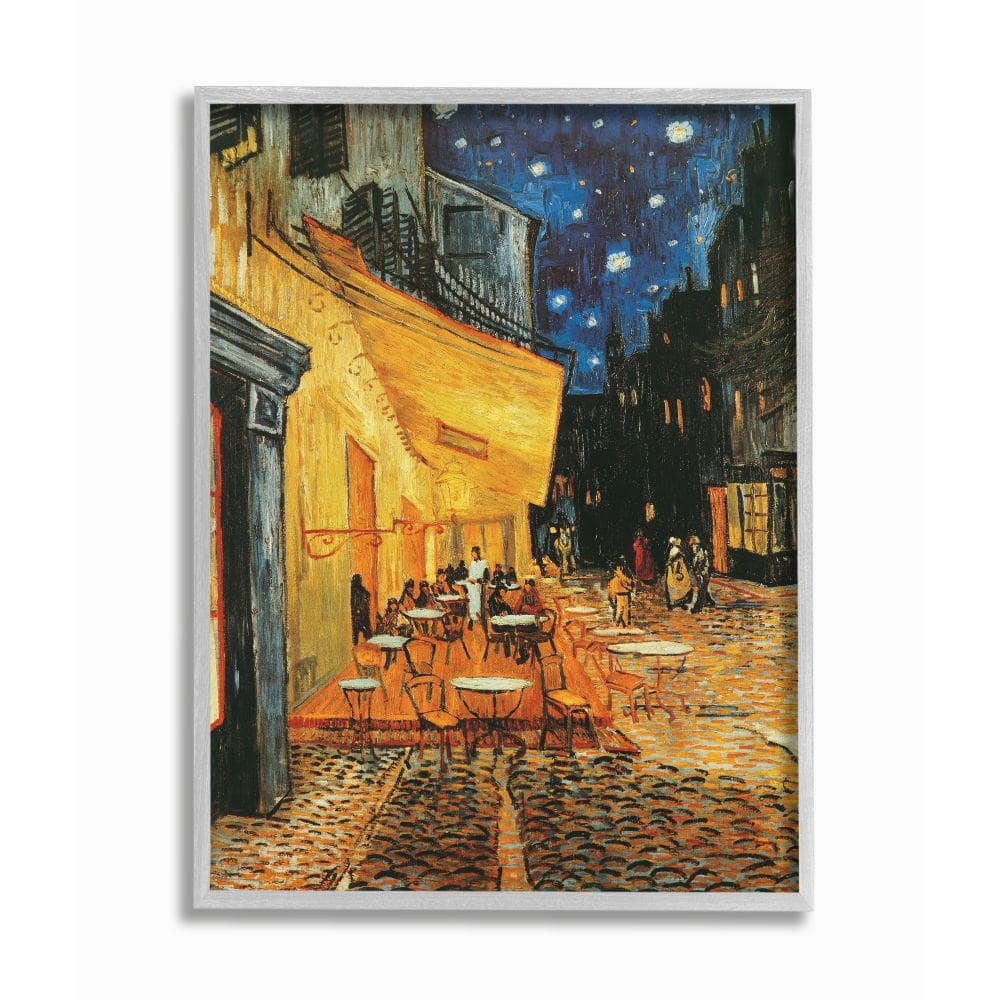 Vincent Van Gogh Café Terrace at Night Framed Canvas Print, 11" x 14"
