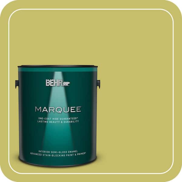 BEHR MARQUEE 1 gal. #P350-5 Go Go Lime Semi-Gloss Enamel Interior Paint & Primer