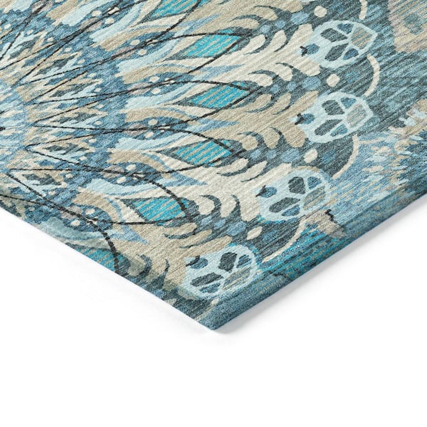 Chantille Machine Washable Indoor/Outdoor Abstract ACN2335 Teal 3 ft. x 4 ft. Area Rug