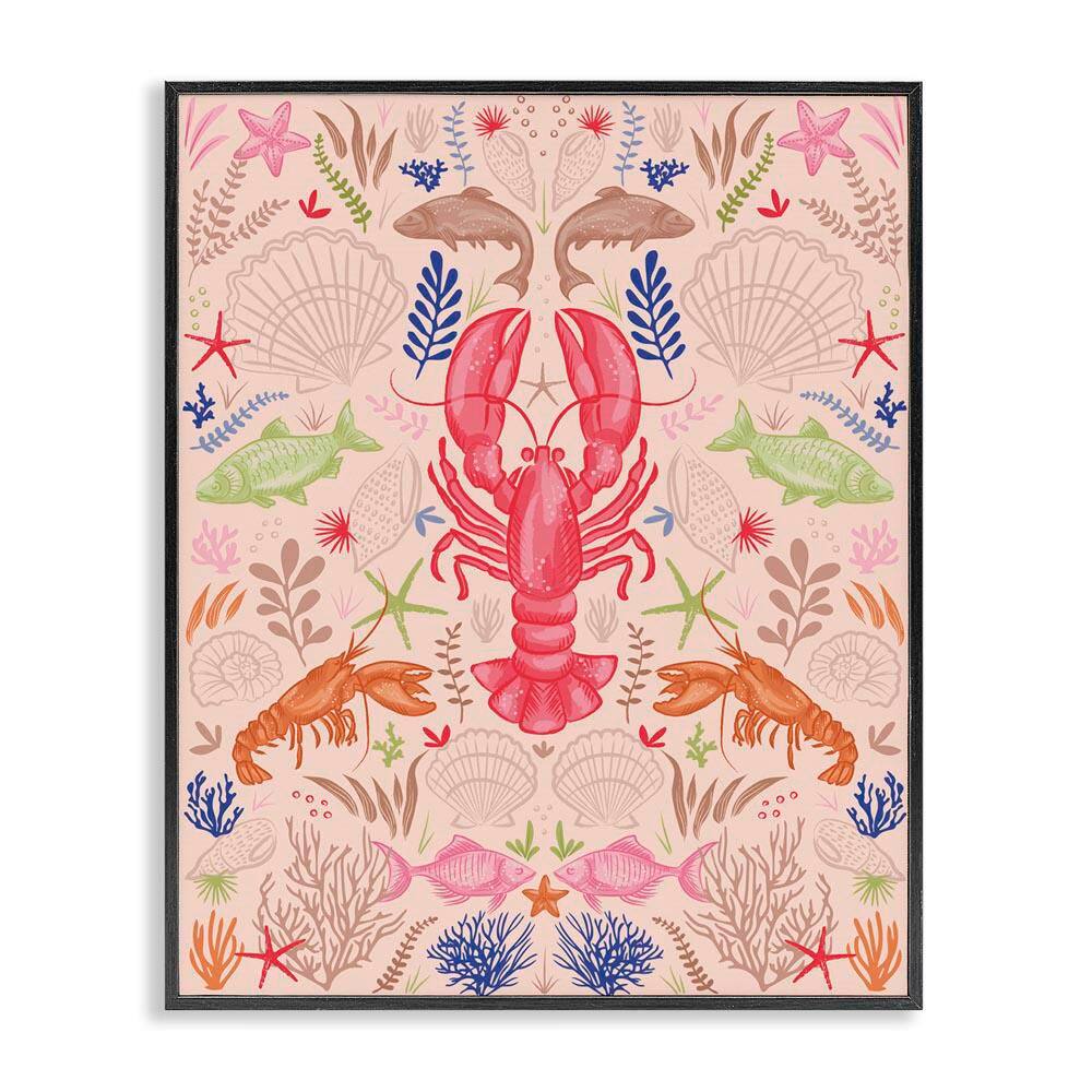 Symmetrical Sea Life by Lisa Perry Whitebutton Black Framed Coastal Giclee Art Print 30 in. x 24 in. price history on PriceWatchPro