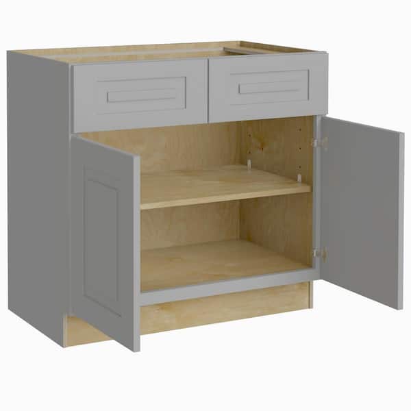 Home Decorators Collection Grayson 36 in. W x 21 in. D x 34.5 in. H Assembled Plywood Base Bath Cabinet in Pearl Gray with Soft Close