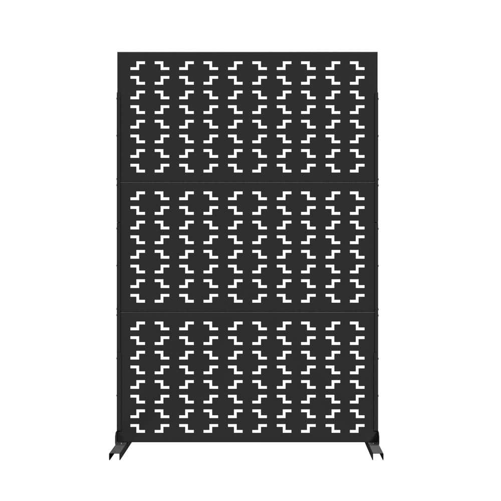 6 ft. H X 4 ft. W Ooutdoor Metal Privacy Screen Fence Panel with Black Squa