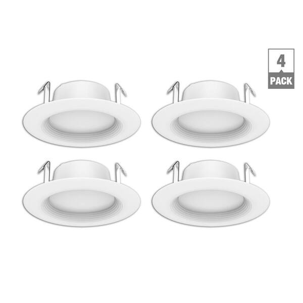 NEW 4-Pack EcoSmart 4 in White Integrated LED Recessed Trim Daylight can lights 
