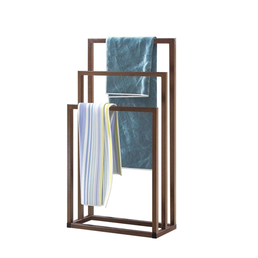 3 Metal Freestanding Hand Towel Holder Organizer for Bathroom in Brown