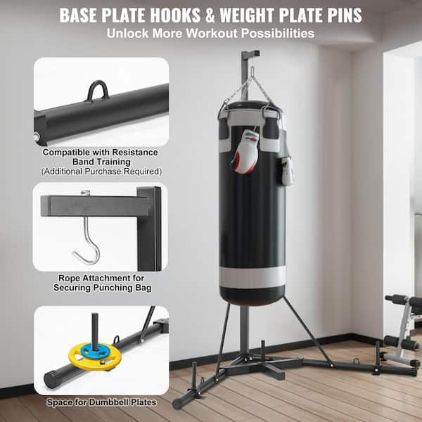 VEVOR Punching Bag Stand Steel Heavy Duty Workout Training Equipment Adjustable Height Boxing Punching Stand with Weighted Base Holds Up to 400 lbs