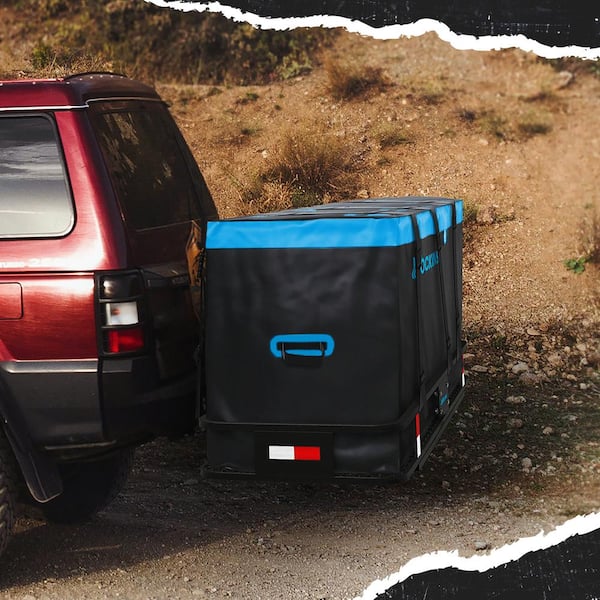 Mockins 25 cu. ft. Waterproof Cargo Carrier Bag 60 in. x 31 in. x 24 in. Hitch Bag with Lock, Straps and Carry Bag, Blue