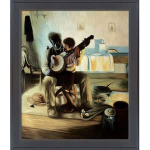 The Banjo Lesson by Henry Ossawa Tanner Gallery Black Framed Typography Oil Painting Art Print 24 in. x 28 in.