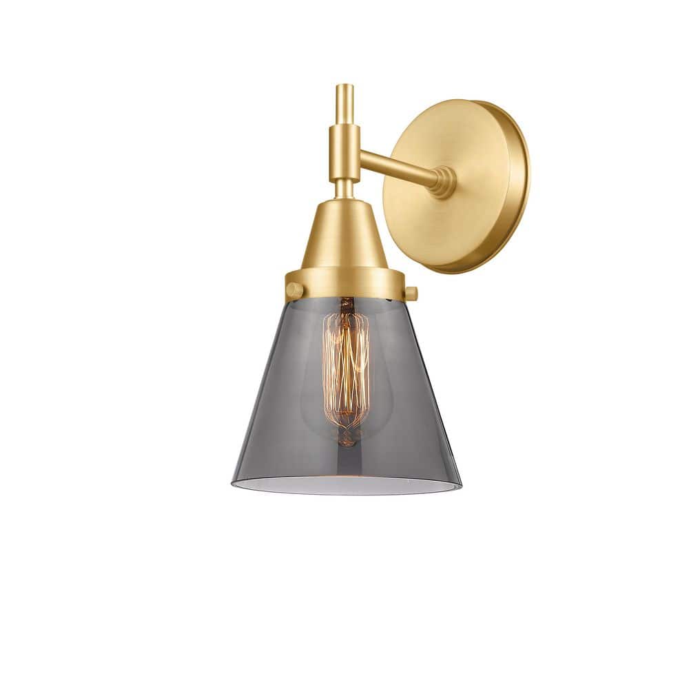 Cone 1-Light Satin Gold Wall Sconce with Gray Glass Shade price history on PriceWatchPro