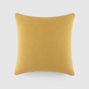Washed and Distressed Cotton 20 in. x 20 in. Décor Throw Pillow in Mustard Yellow