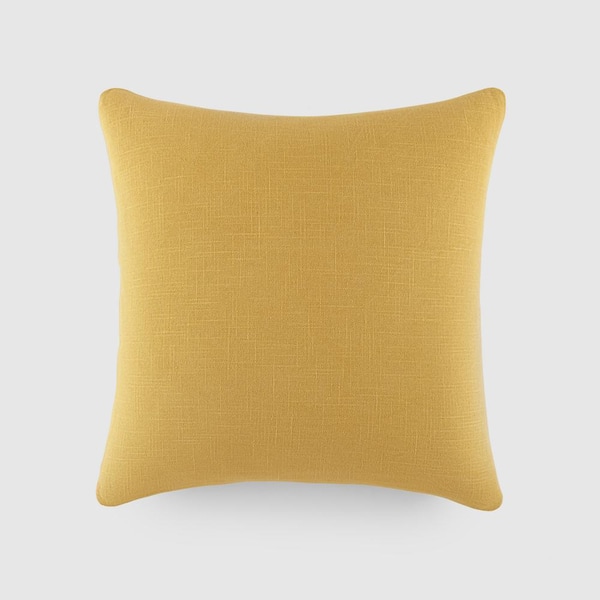 Becky Cameron Washed and Distressed Cotton 20 in. x 20 in. Decor Throw Pillow in Mustard Yellow