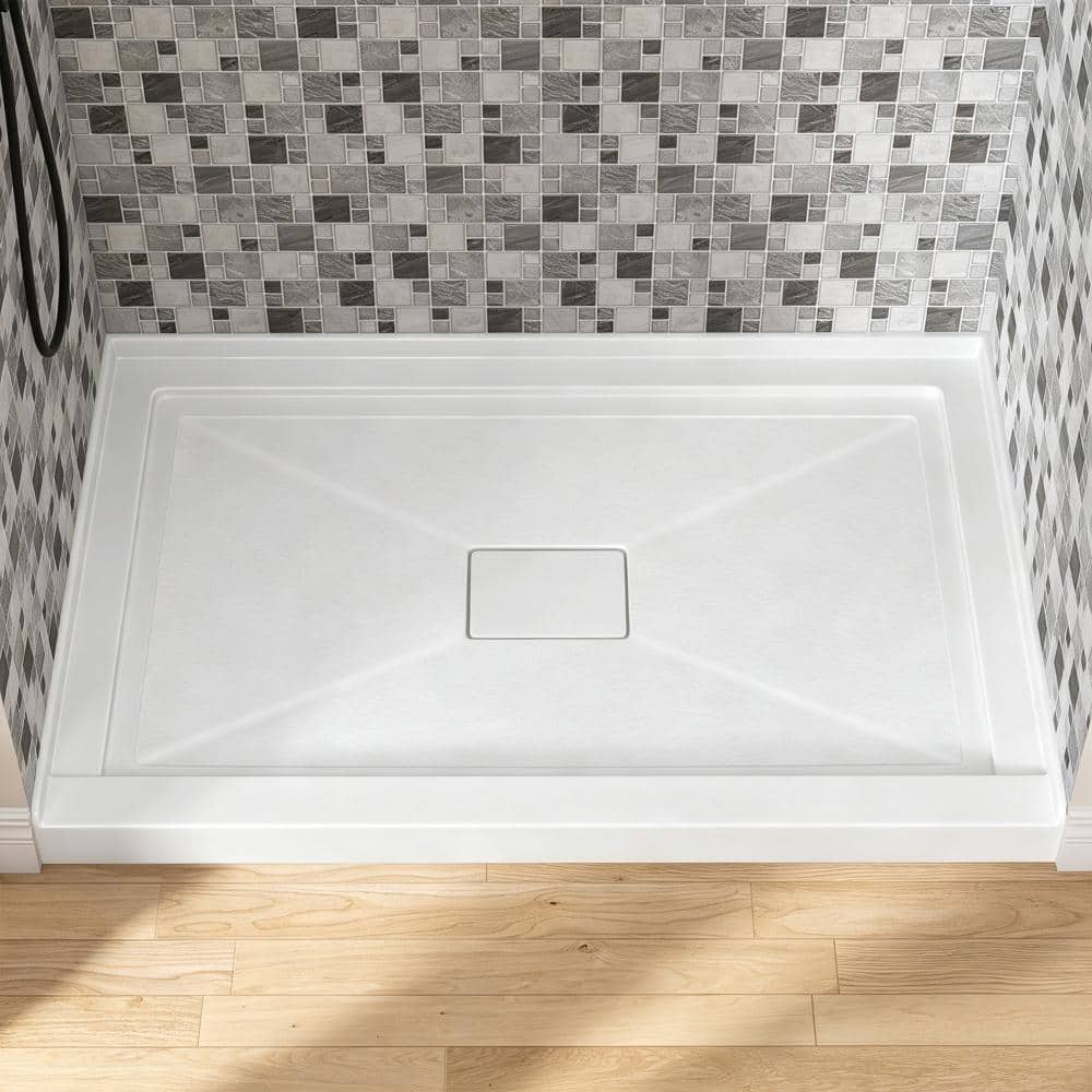 Gevora 48 in. L x 32 in. W Fiberglass-Reinforced Acrylic Alcove Shower Pan with Center Drain and Textured Floor in White price history on PriceWatchPro