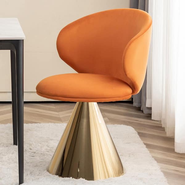 Art Leon Apollo Orange Fabric Swivel Chair with Metal Base