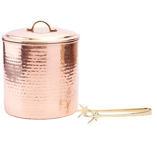 Photo 1 of 3 qt. Hammered Decor Copper Ice Bucket with Liner and Tongs