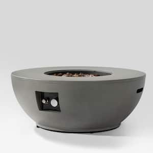 36 in. 50000 BTU Propane Fire Pit Table, Round Outdoor Patio/Deck/Garden Heater with Tank Holder and Lava Rocks, Grey