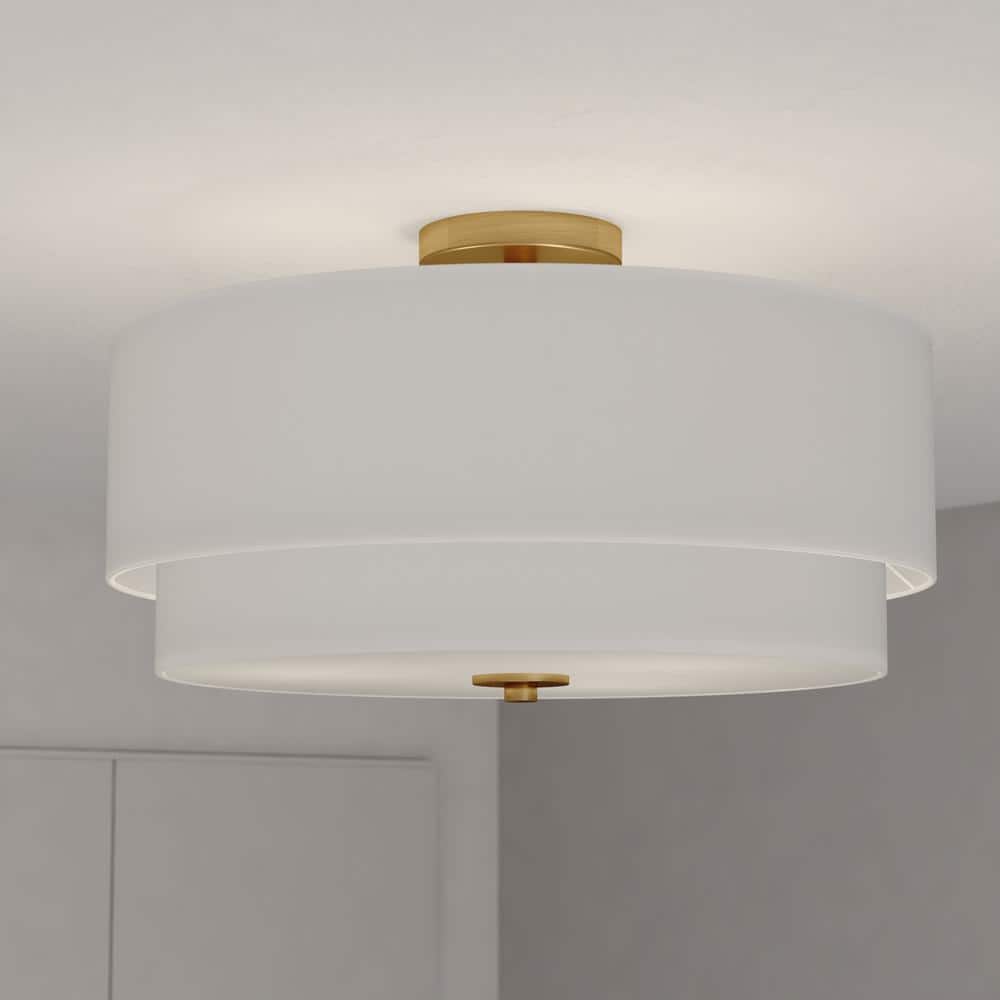 Burnaby 20.5" Matte Brass Drum Semi-Flush Mount Ceiling Light
