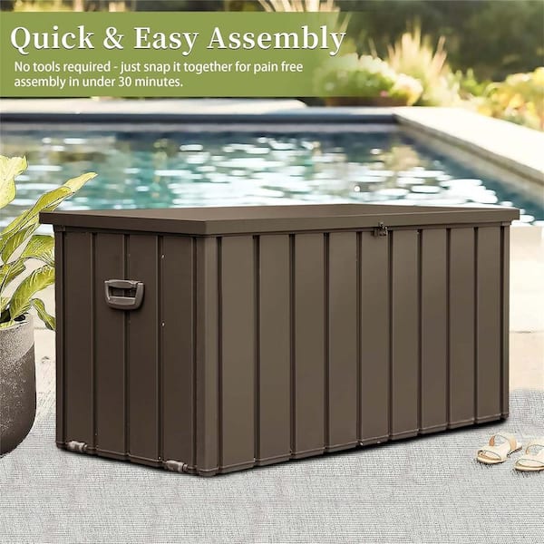 Lycvki 100 Gal. Dark Brown Steel Style Lockable Deck Box