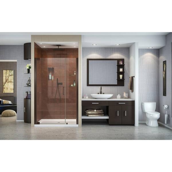 Elegance 46 in. to 48 in. x 72 in. Semi-Frameless Pivot Shower Door in Oil Rubbed Bronze