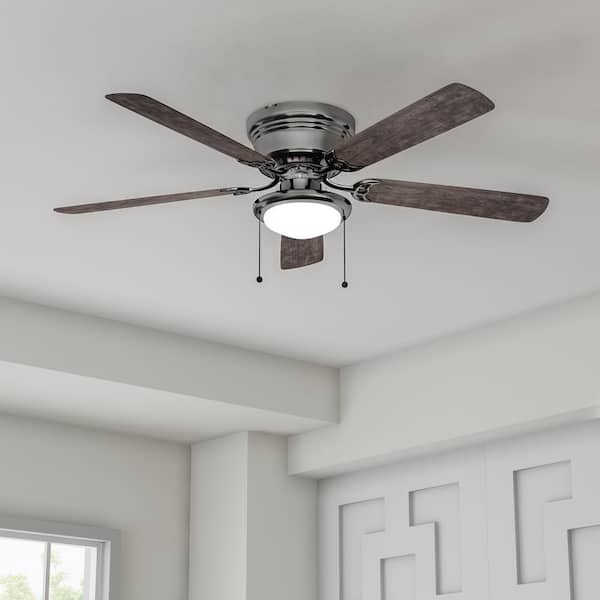 Hampton Bay Hugger 52 in. LED Indoor Pewter Gunmetal Ceiling Fan with Light Kit