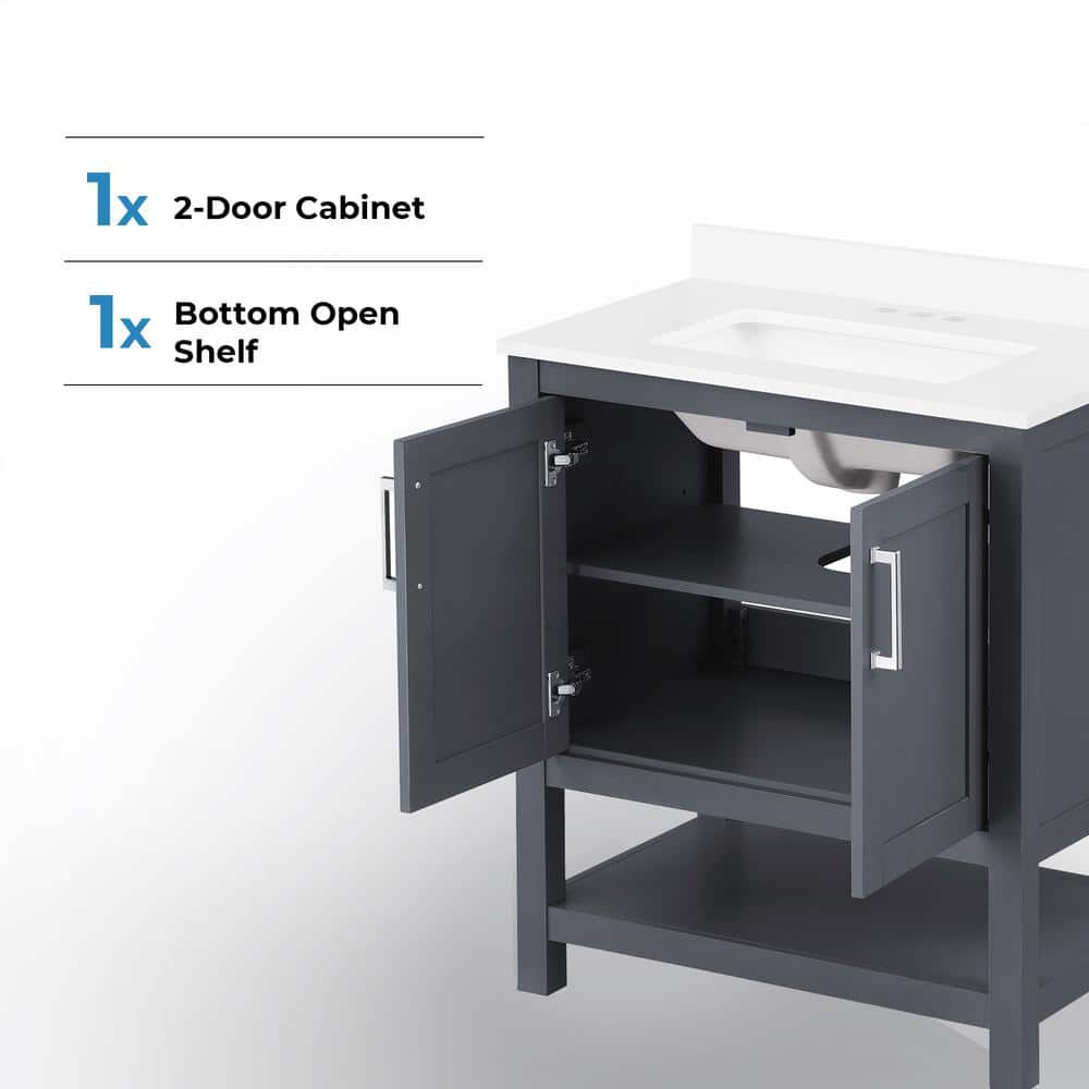 Vegas Dark Charcoal 30" Freestanding Bathroom Vanity with Sink
