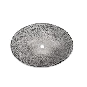 20 in. L Smoky Gray Frosted Solid Surface Crystal Oval Bowl Bathroom Vessel Sink with Salver