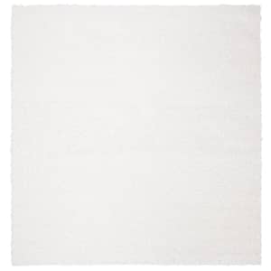 August Shag White Doormat 3 ft. x 3 ft. Square Solid Area Rug