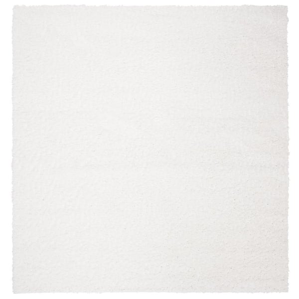 SAFAVIEH August Shag White 3 ft. x 3 ft. Square Solid Area Rug