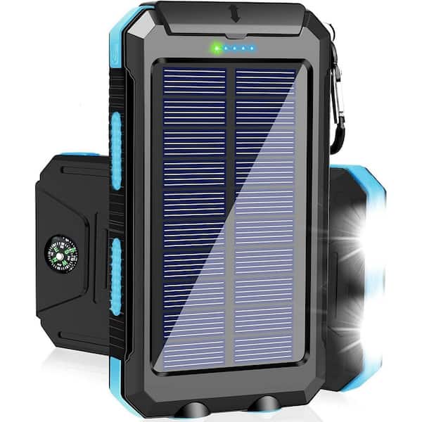 38800mAh Portable Solar Charger Power Bank Fast Dual USB Port with LED Flashlight and Compass for Devices