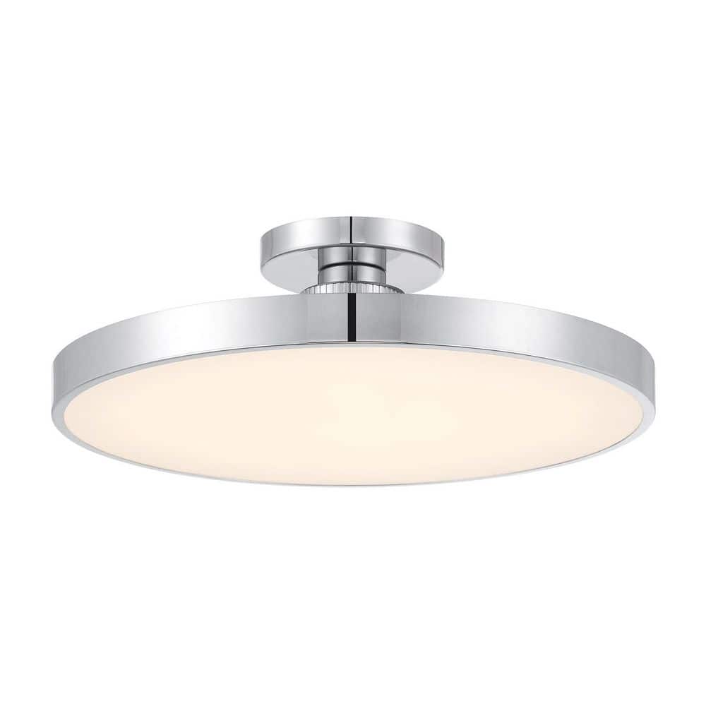 Thayer 20 in. Chrome Slim Contemporary Integrated LED Semi-Flush Mount with Etched White Glass price history on PriceWatchPro