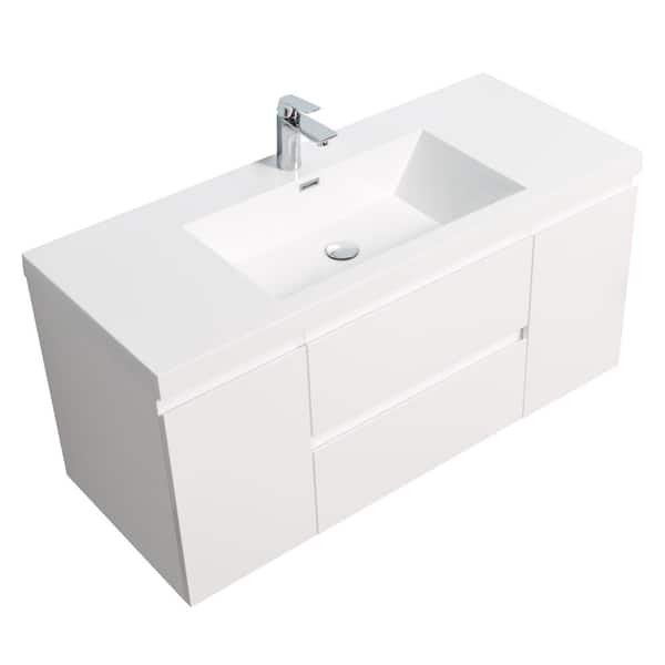 Newport 46.9 in. W x 19.5 in. D x 20.5 in. H Single Sink Bath Vanity in White with White Resin Top