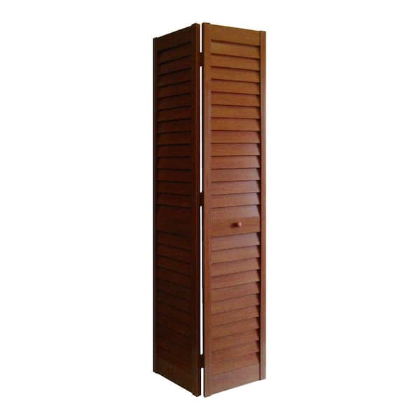 Home Fashion Technologies 24 in. x 80 in. 3 in. Louver/Louver Cherry PVC Composite Interior Bi-fold Door