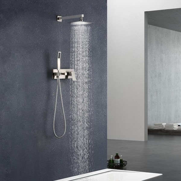 Modern 1-Handle 1-Spray Shower Faucet 1.8 GPM with Pressure Balance in Brushed Nickel (Valve Included)