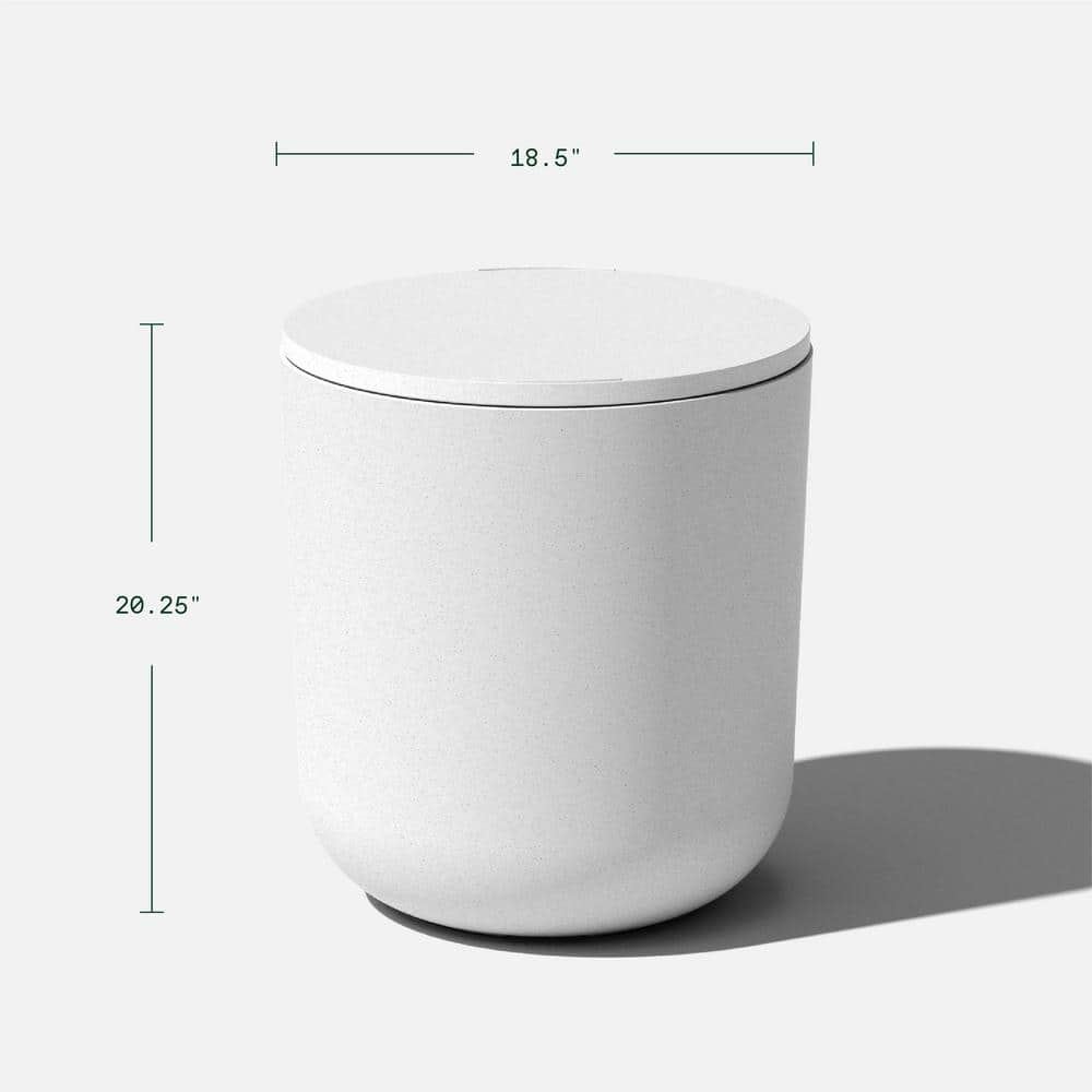 White Round Concrete-Plastic Outdoor Side Table with Cooler Function